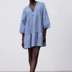 💙ZARA GINGHAM MINI DRESS
